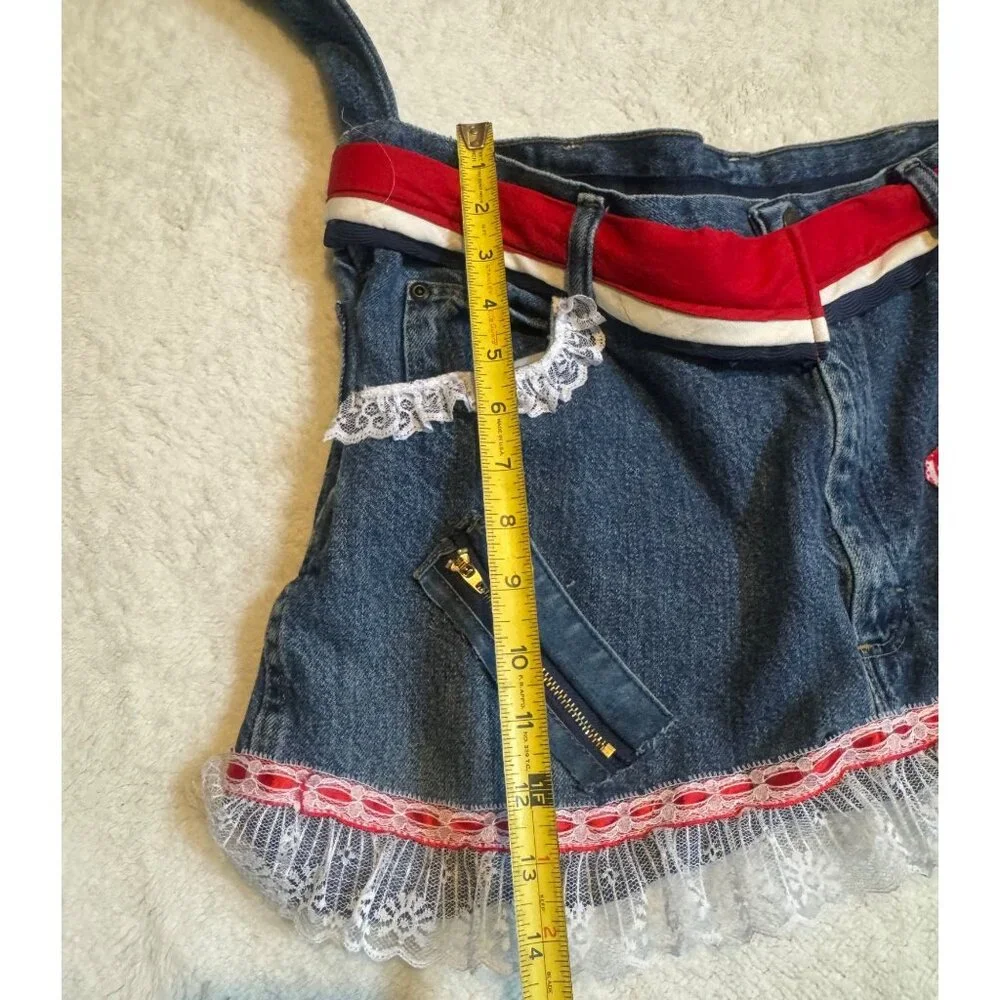 Shabby Boho Upcycled Wrangler Denim Lace Purse‎ Shoulder Bag Americana
